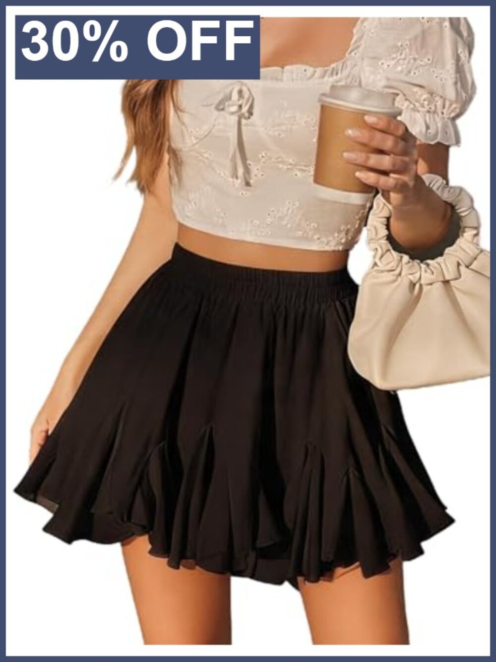 Pleated Mini Skirt Ruffle Flowy A-Line Tennis Rave Outfit